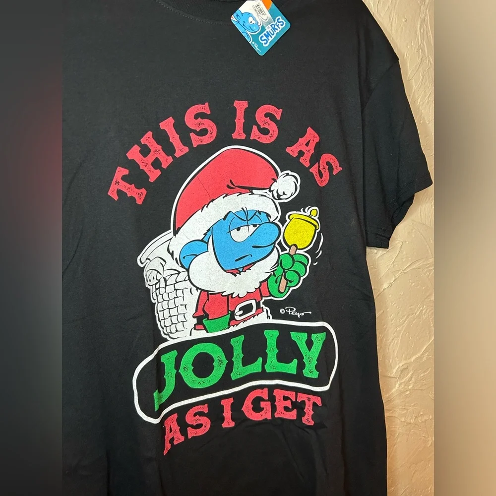 Smurf Christmas Graphic T‎ funny lot of 2 New with tags size large